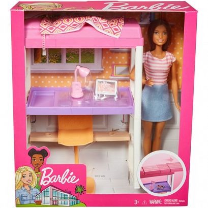 Barbie Sypialnia z Lalką i Łóżkiem Piętrowym FXG52