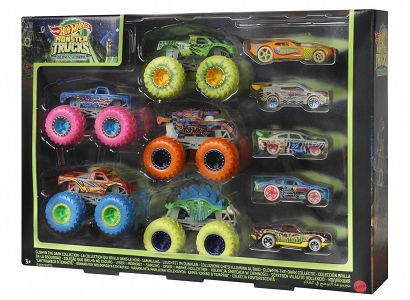 Hot Wheels Monster Truck Pojazdy 1:64 Świecące W Ciemności 10-pak