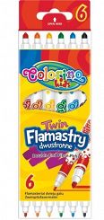 Flamastry dwustronne 6 sztuk / 6 kolorów COLORINO