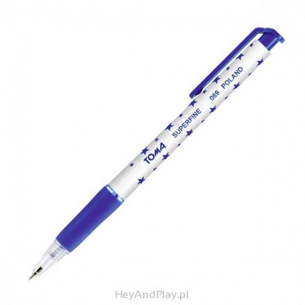 Długopis automatyczny gwiazdki niebieski Superfine TOMA