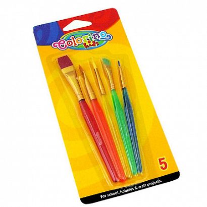 Zestaw pędzli szkolnych akrylowych - 5 sztuk COLORINO