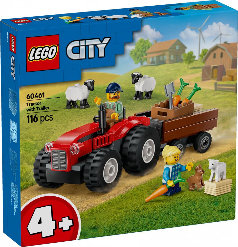 LEGO 60461 City - Czerwony traktor z przyczepą i owcą