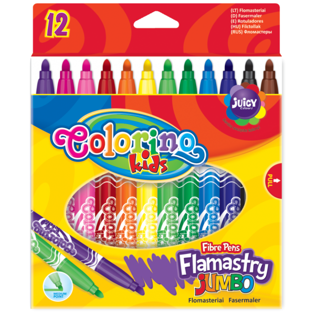 Flamastry Jumbo 12 kolorów COLORINO