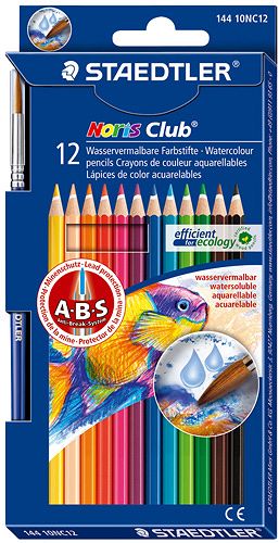 Kredki ołówkowe akwarelowe z systemem A-B-S 12 kolorów + pędzelek STAEDTLER