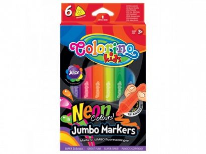 Markery trójkątne Jumbo fluorescencyjne 6 kolorów COLORINO