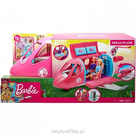 Barbie Dreamhouse Adventures Różowy Samolot Barbie + 15 Akcesoriów GDG76