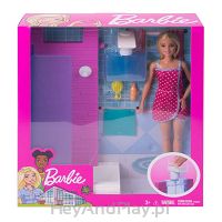 Barbie Łazienka z Lalką i Prysznicem FXG51