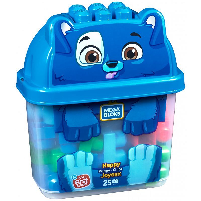 Mega Bloks Fisher Price Wesoły Piesek z Klockami w Pojemniku GFH49