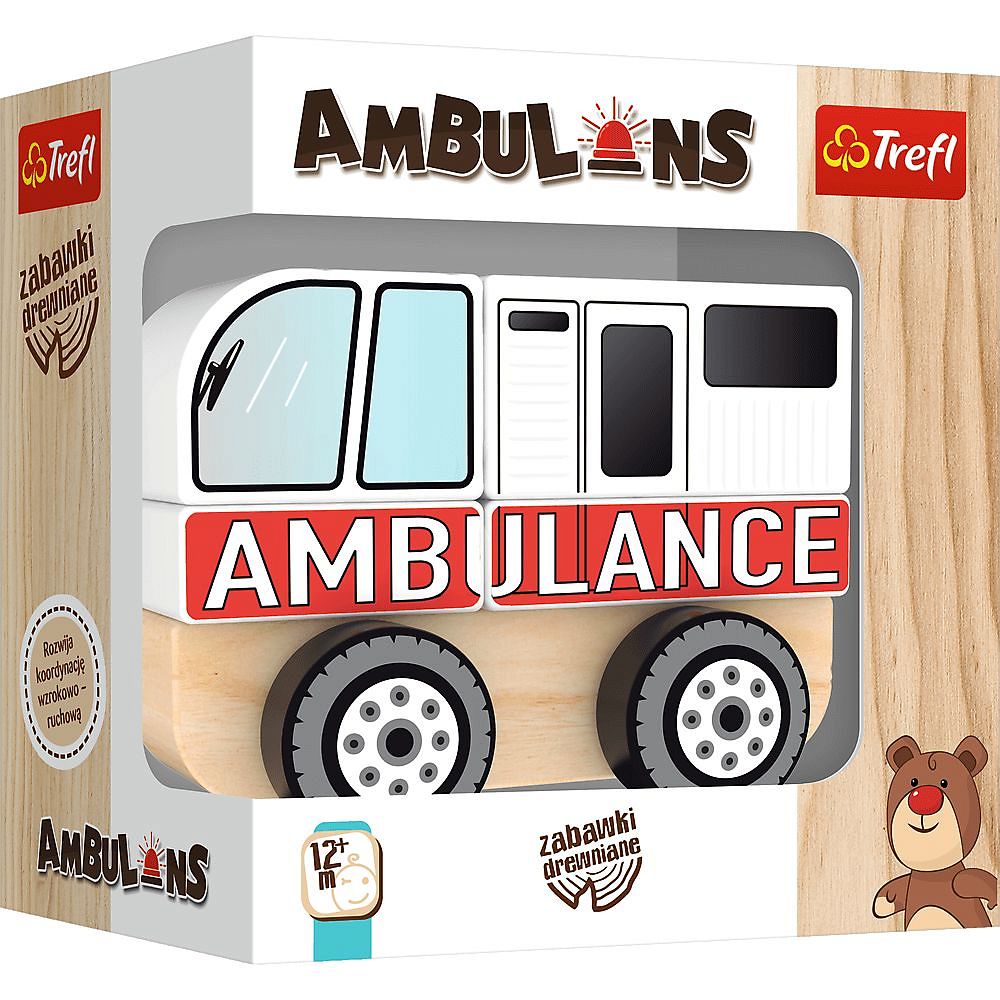 Zabawka drewniana. Ambulans Trefl