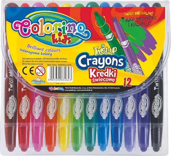 Kredki świecowe mini wykręcane 12 kolorów COLORINO