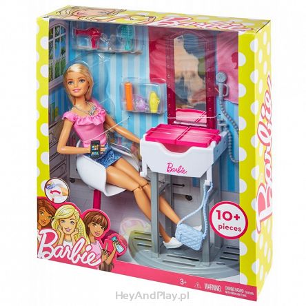 Barbie Salon Fryzjerski z Lalką FJB36