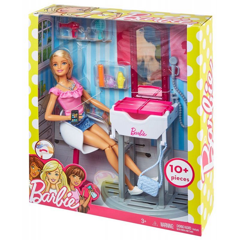 Barbie Salon Fryzjerski z Lalką FJB36
