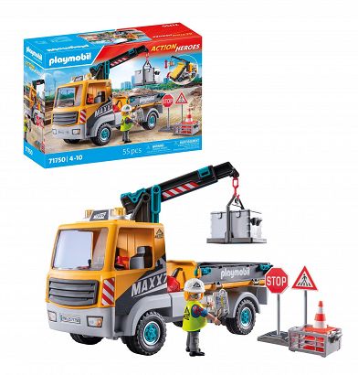 Playmobil Action Heroes Ciężarówka budowlana z dźwigiem 71750
