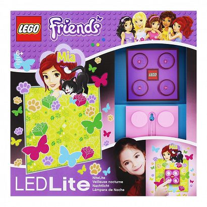 Lego Friends Lampka Klocek Fioletowy Friends Mia + Naklejka LGL-NI3M