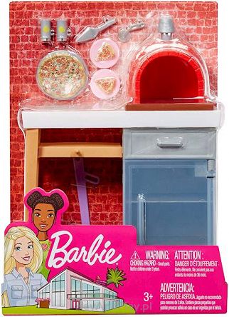 Barbie Zestaw Ogrodowy Piec do Pizzy z „Cegieł” i Akcesoria FXG39