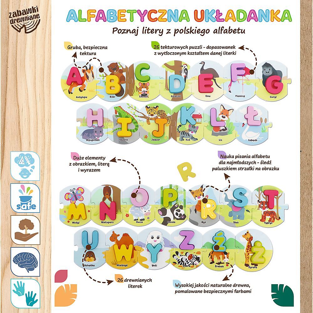 Zabawka drewniana - Alfabetyczna układanka Trefl 
