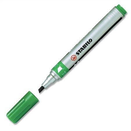 Marker permanentny ze ściętą końcówką - zielony STABILO