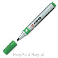 Marker permanentny ze ściętą końcówką - zielony STABILO