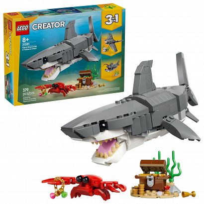 LEGO® 31381 Creator 3w1 - Groźny rekin i skrzynia ze skarbem