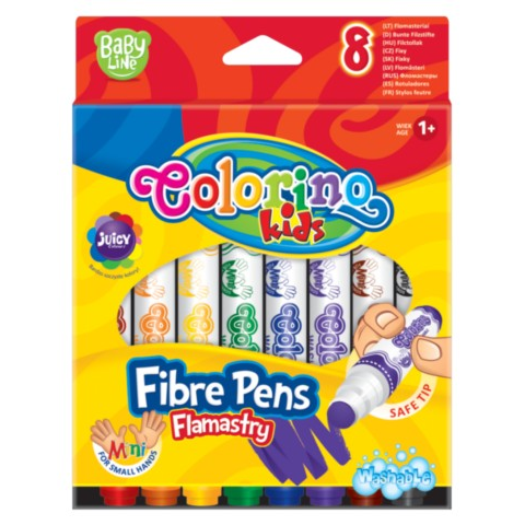 Flamastry z okrągłą końcówką 8 kolorów COLORINO