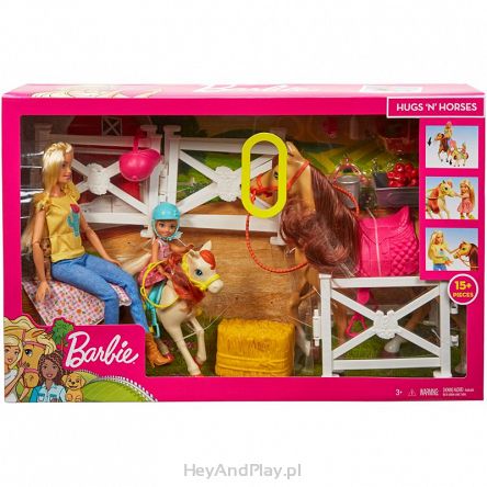 Barbie Zestaw Stadnina Koni Lalka Barbie Chelsea + 2 Konie FXH15