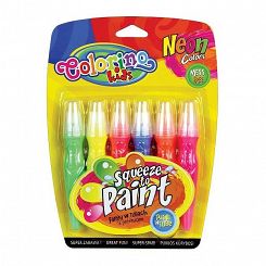 Farby w tubach z pędzelkiem 6 kolorów neonowych COLORINO