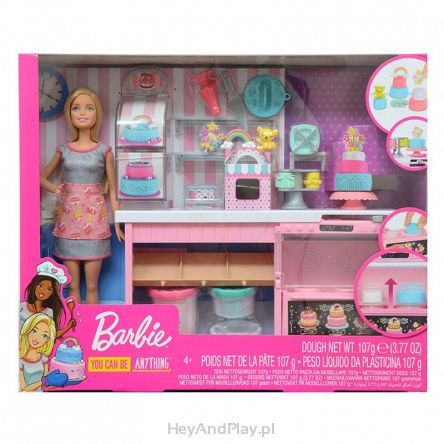 Barbie Zestaw Pracownia Wypieków Lalka + Akcesoria + Masa Plastyczna GFP59
