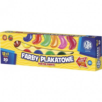 Farby plakatowe 12 kol. + 1 gratis 20 ml ASTRA