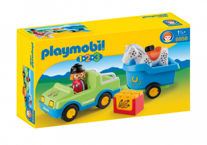 PLAYMOBILE Samochód z przyczepą dla konia 6958