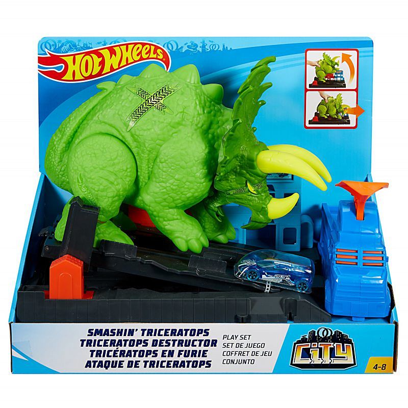 Hot Wheels Zestaw Starcie z Triceratopsem GBF97