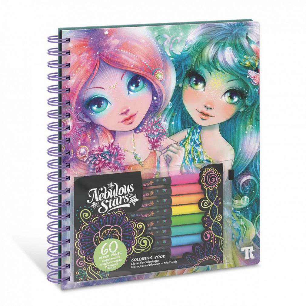 Kolorowanki z czarnymi kartkami i pisakami M Coralia Nebulous Stars