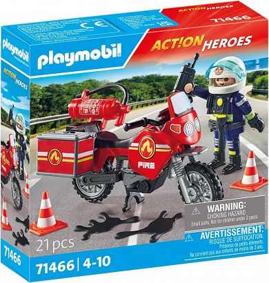 Playmobil - Action Heroes Motocykl straży pożarnej na miejscu wypadku 71466